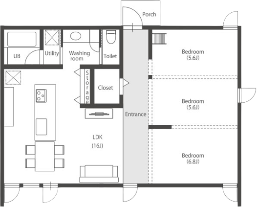 平屋Model 1stfloor